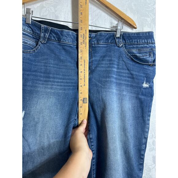 Democracy Jeans 22W AB Solution Blue Denim Straight Leg Elastic Waist Light Wash - Picture 9 of 16